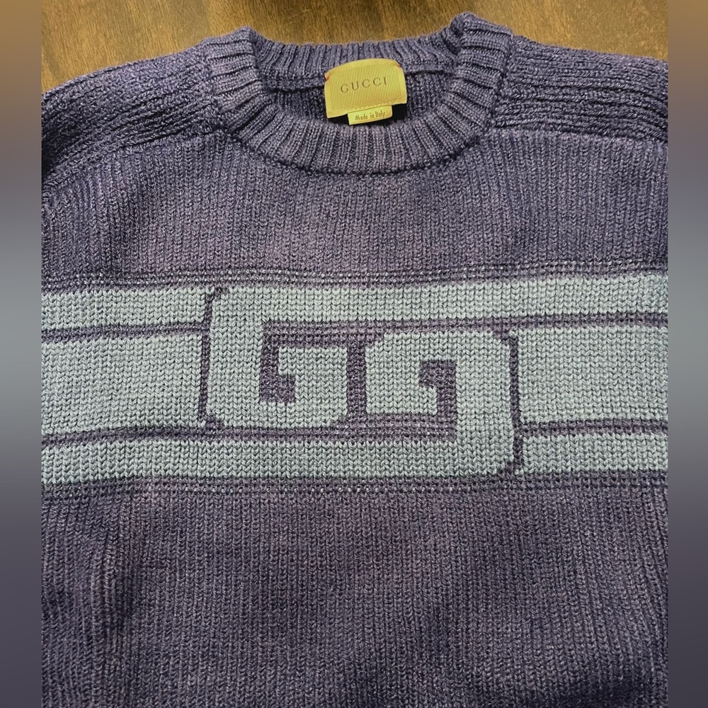 Gucci Blue Wool GG Sweater, Blue, XS - Picture 8 of 8